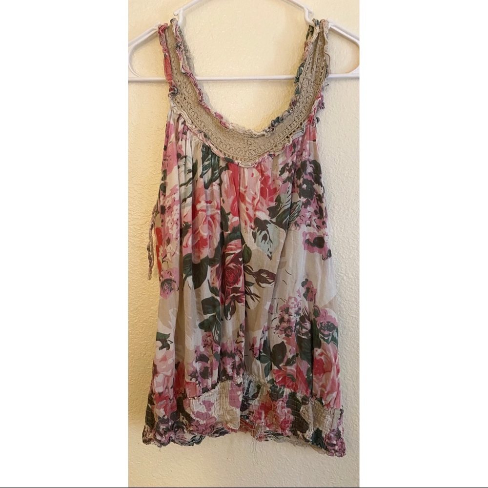 Passport Floral Crochet Neck Tank